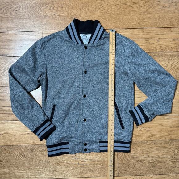 Charles And A Half Sweatshirt Bomber Jacket SZ S Heathered Gray Black Varsity - Picture 8 of 8
